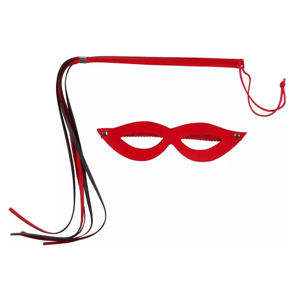 Kit Dominadora Chicote e Máscara Brasil Fetiche-Vermelho