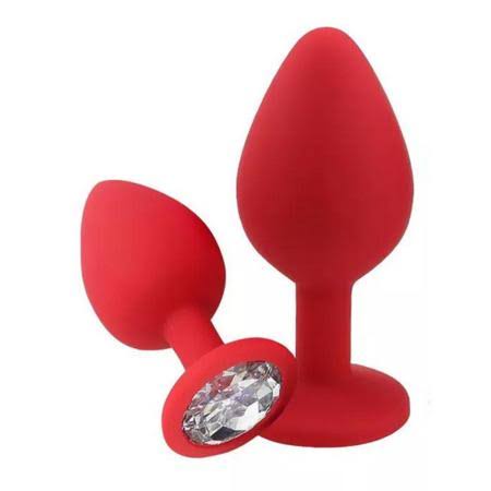 Plug Anal Em Silicone Vermelho Tamanho P
